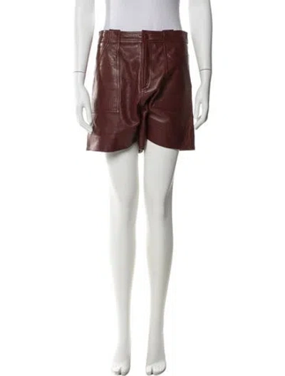 Pre-owned Ganni Lamb Leather Mini Shorts In Brown