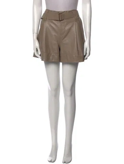 Pre-owned Ganni Lamb Leather Mini Shorts In Neutral