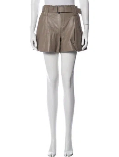 Pre-owned Ganni Lamb Leather Mini Shorts In Neutral