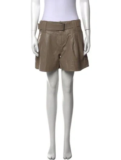 Pre-owned Ganni Lamb Leather Mini Shorts In Neutrals