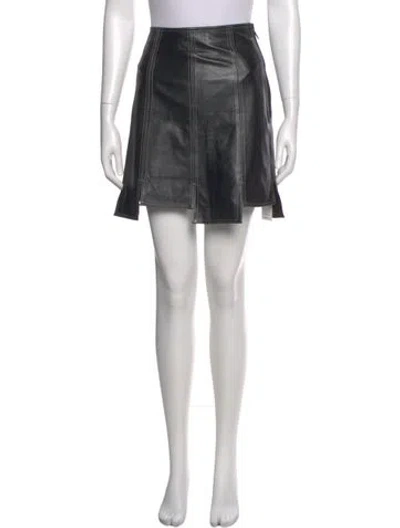 Pre-owned Ganni Lamb Leather Mini Skirt In Black