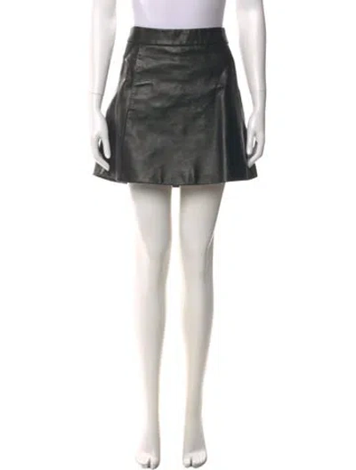 Pre-owned Ganni Lamb Leather Mini Skirt In Black