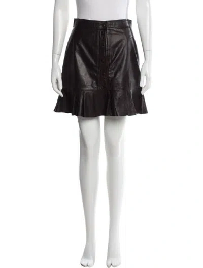 Pre-owned Ganni Lamb Leather Mini Skirt In Black