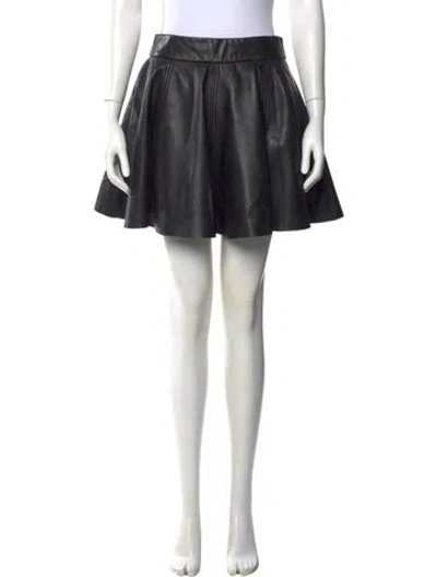 Pre-owned Ganni Lamb Leather Mini Skirt In Black