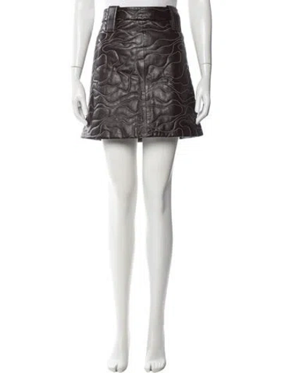 Pre-owned Ganni Lamb Leather Mini Skirt In Brown