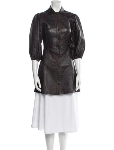 Pre-owned Ganni Lamb Leather Trench Coat In Multi