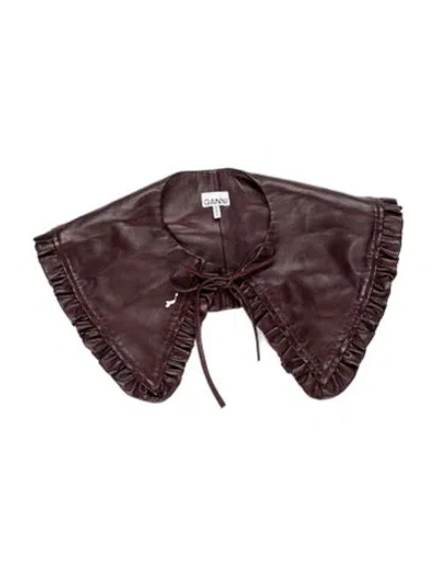 Pre-owned Ganni Lambskin Dickey In Burgundy