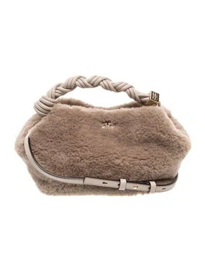 Pre-owned Ganni Lambskin Hobo W/ Tags In Neutral