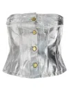 Ganni Woman Top Silver Size 6 Organic Cotton In Silver