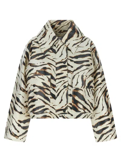 Ganni Laminated Fabric Jacket Puffer Jackets Multicolor