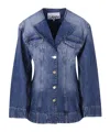 Ganni Blue Sparkle Denim Blazer In Blue