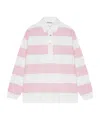Ganni Striped Cotton Jersey Polo Sweater In White