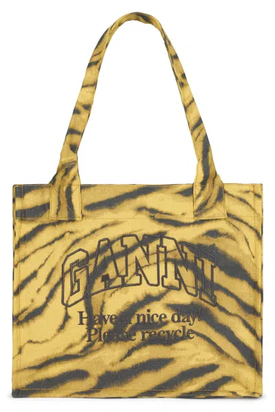 Ganni Large Bag With Zebra Print In Animal Print