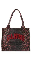 Ganni Large Easy Shoppe Red Leo Tote Racing Red In Racing Red