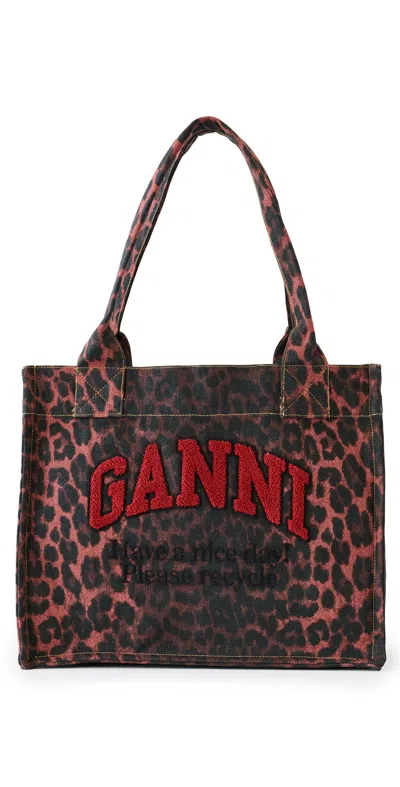 Ganni Large Easy Shoppe Red Leo Tote Racing Red