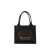 Ganni Large Easy Shopper Bag - Cotton - Black In Black