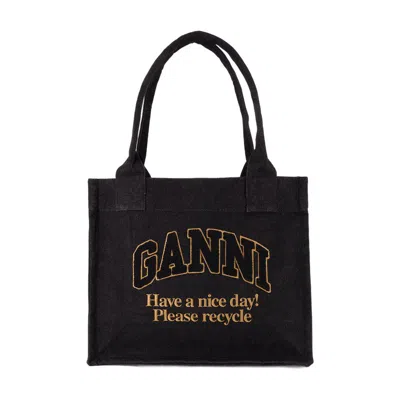 Ganni Large Easy Shopper Bag In Black