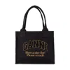Ganni Large Easy Shopper Bag In Black
