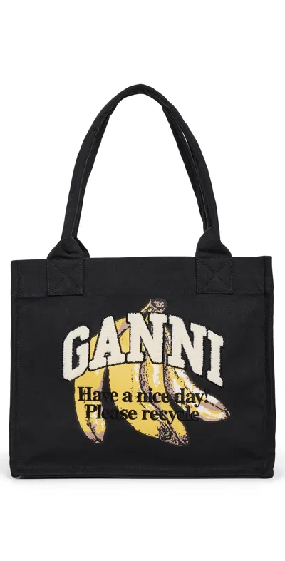GANNI LARGE EASY SHOPPER BAG BLACK