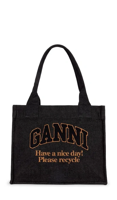 Ganni Large Easy Shopper In Black
