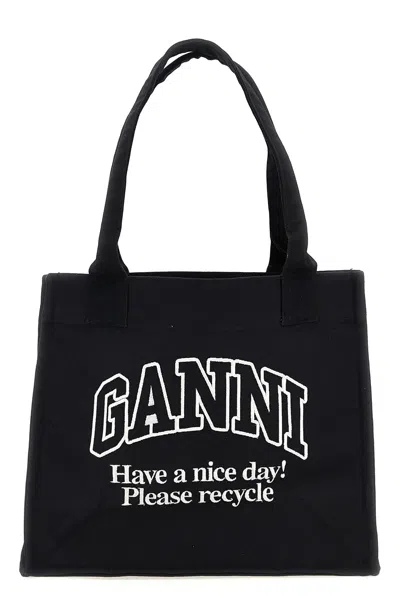 Ganni 'large Easy Shopper Contrasted Logo' Shopping Bag