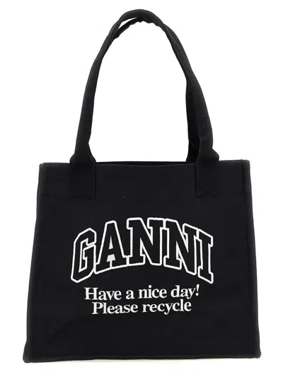 Ganni 'large Easy Shopper Contrasted Logo' Shopping Bag