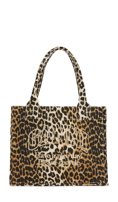 Ganni Large Easy Shopper Tote In 豹纹