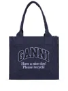 Ganni Large Easy Shopper Tote Bag In Blue