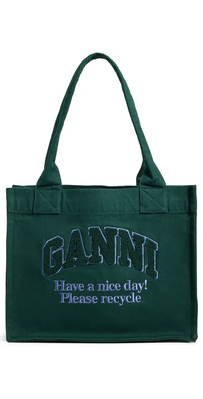 Ganni Large Easy Shopper Tote Forest Night