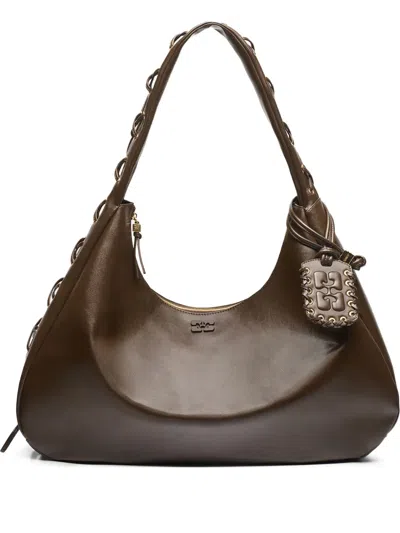 Ganni Large Hobo Bag In Green