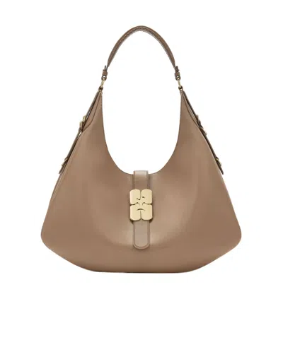Ganni Large Kat Bag In Brown In Neutral