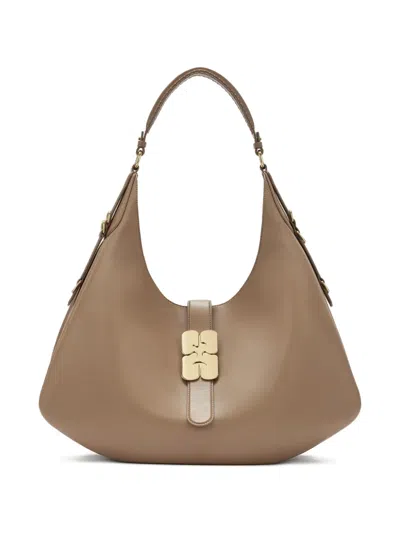Ganni Large Kat Shoulder Bag In Brown