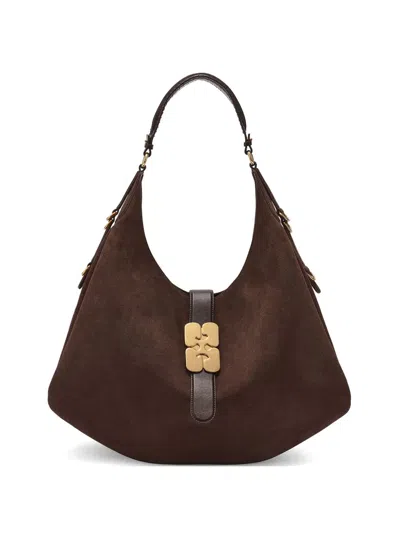 Ganni Large Kat Shoulder Bag In Brown