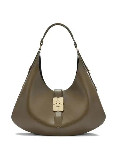 Ganni Large Kat Shoulder Bag In Green