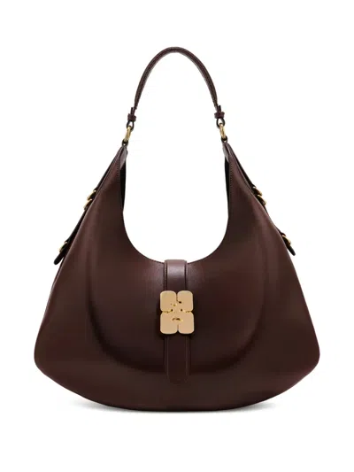 Ganni Large Kat Tote Bag In Brown