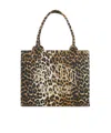 Ganni Leopard Large Canvas Tote Bag In Multicolor