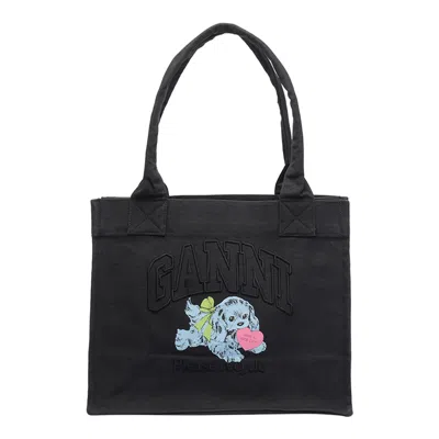 GANNI LARGE PUPPY TOTE BAG
