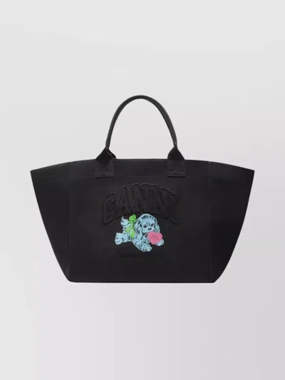 GANNI LARGE TOTE BAG FEATURING DOG GRAPHIC