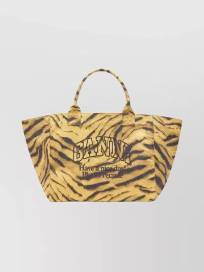 GANNI LARGE TOTE BAG TIGER PATTERN