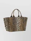 Ganni Large Tote Bag With Leopard Print Design