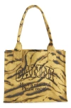 Ganni Large Tote Bag Made From Recycled Cotton In Animal Print