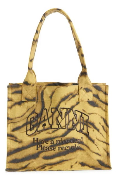 GANNI GANNI LARGE ZEBRA PRINT SHOPPER
