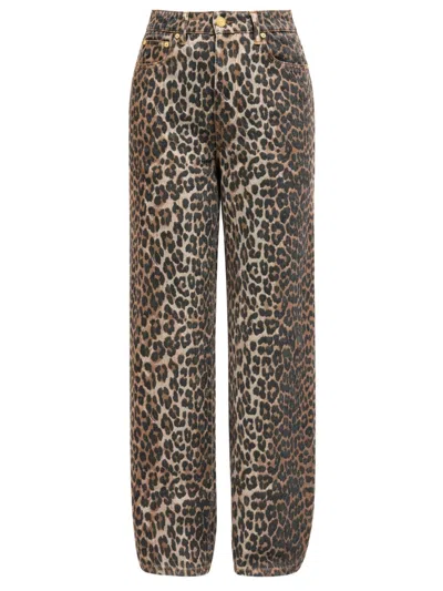 Ganni Lari Leopard Print Jeans In Animal Print