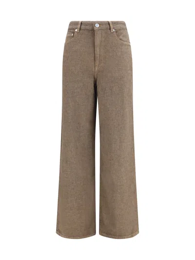 Ganni Lari Neppy Wide-leg Jeans In Brown