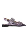 Ganni Lavender Slingback Ballet Flat Shoe With Buckles In Purple