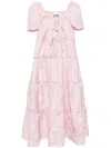 Ganni Pink Layer Midi Dress In Pink