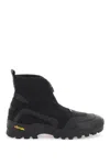 Ganni Layered Effect Technical Ankle Boots In Nero