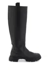 GANNI LAYERED RECYCLED RUBBER COUNTRY BOOTS FOR WOMEN IN BLACK