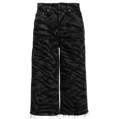 Ganni Lazer Denim Shorts In Black