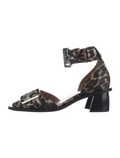 Pre-owned Ganni Leather Animal Print D'orsay Pumps In Neutral